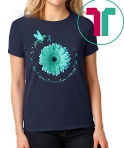 Hummingbird Sunflower Teal Ribbon Ovarian Cancer Awareness 2019 Shirt