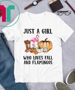 Just a girl who loves fall and Flamingos Tee Shirt