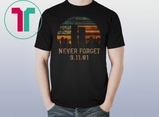 Vintage Never Forget Patriotic 911 American Flag Tee Shirt