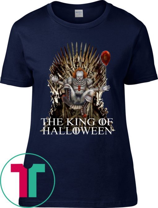 PENNYWISE IT THE KING OF HALLOWEEN IRON THRONE TEE SHIRT