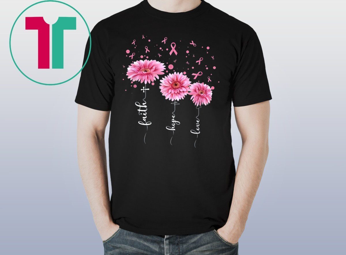 Pink Daisy Flower Breast Cancer Awareness T Shirt For Mens