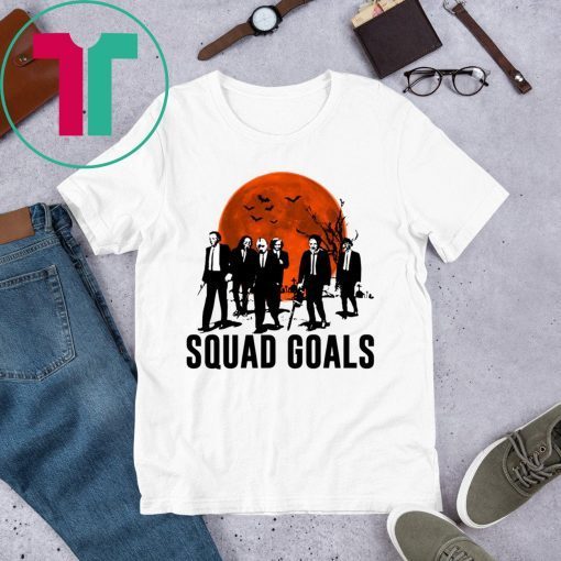 HALLOWEEN SQUAD GOALS HORROR CHARACTERS MOON T-SHIRT