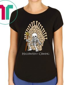 Skeleton Bones Throne Funny Halloween Funny T-Shirt