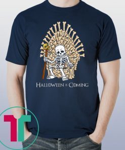 Skeleton Bones Throne Funny Halloween Funny T-Shirt
