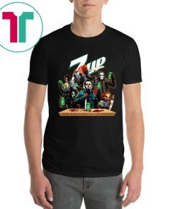 Horror Characters Drinking 7UP T-shirt Funny Halloween Gift