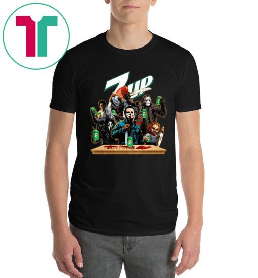 Horror Characters Drinking 7UP T-shirt Funny Halloween Gift