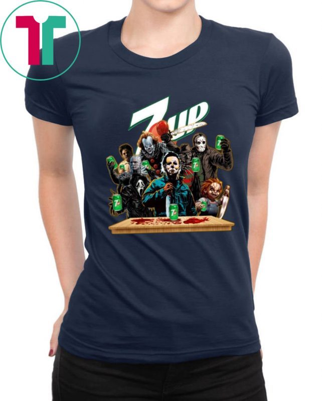 Horror Characters Drinking 7UP T-shirt Funny Halloween Gift