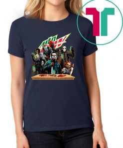 Horror Characters Drinking Mountain Dew Funny Halloween 2019 T-Shirt