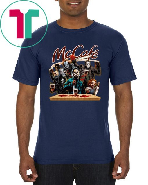 Horror Characters Drinking Mc Cafe Shirt Funny Halloween Gift