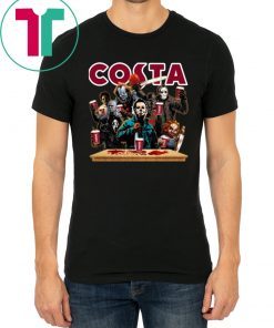 Horror Characters Drinking Costa Funny Halloween Gift Tee Shirt