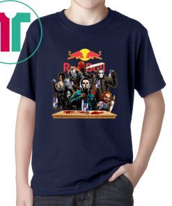 Horror Characters Drinking Red Bull T-Shirt Funny Halloween Gift