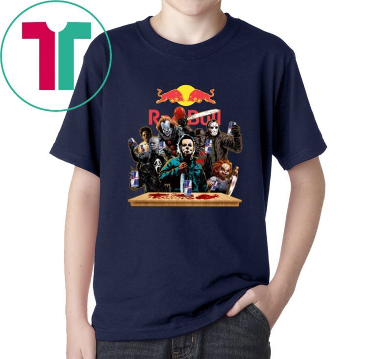 Horror Characters Drinking Red Bull T-Shirt Funny Halloween Gift