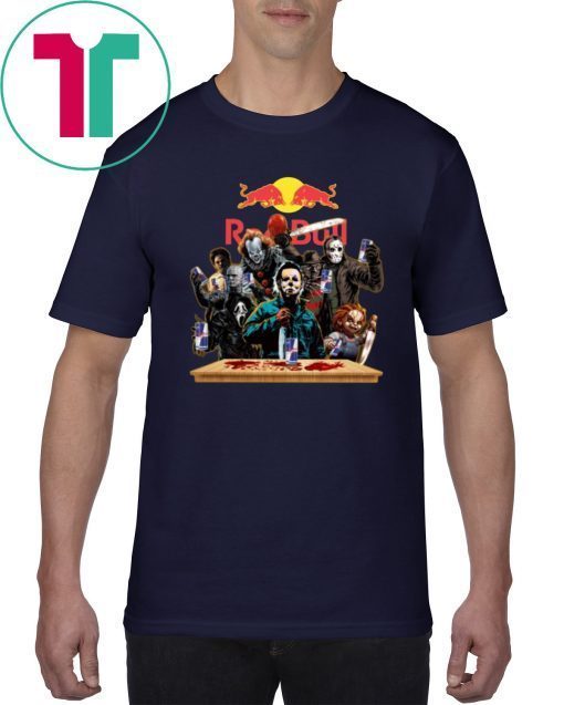 Horror Characters Drinking Red Bull T-Shirt Funny Halloween Gift