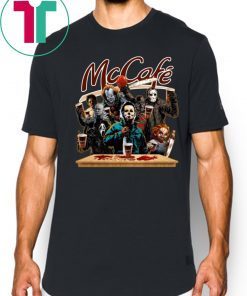 Horror Characters Drinking Mc Cafe Shirt Funny Halloween Gift