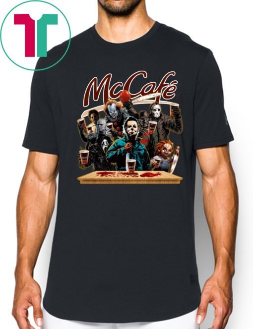 Horror Characters Drinking Mc Cafe Shirt Funny Halloween Gift