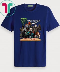 Horror Characters Drinking Monster Energy T-Shirt Funny Halloween Gift