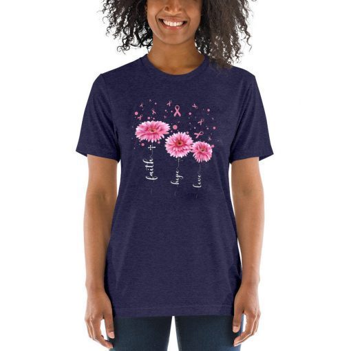 Faith Hope Love Pink Flower Breast Cancer Shirt