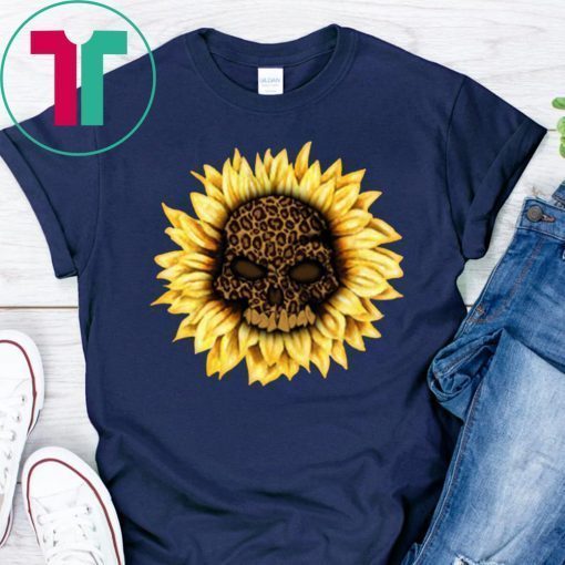 Skull leopard sunflower Funny Tee Shirt