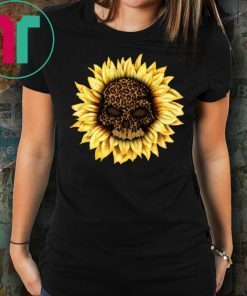 Skull leopard sunflower Funny Tee Shirt
