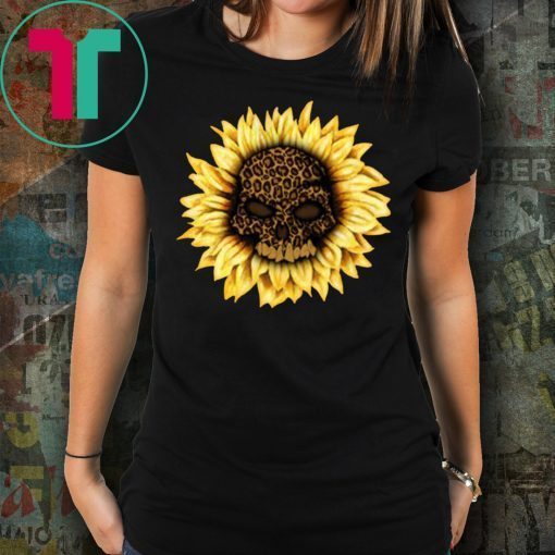 Skull leopard sunflower Funny Tee Shirt