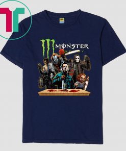 Horror Characters Drinking Monster Energy T-Shirt Funny Halloween Gift