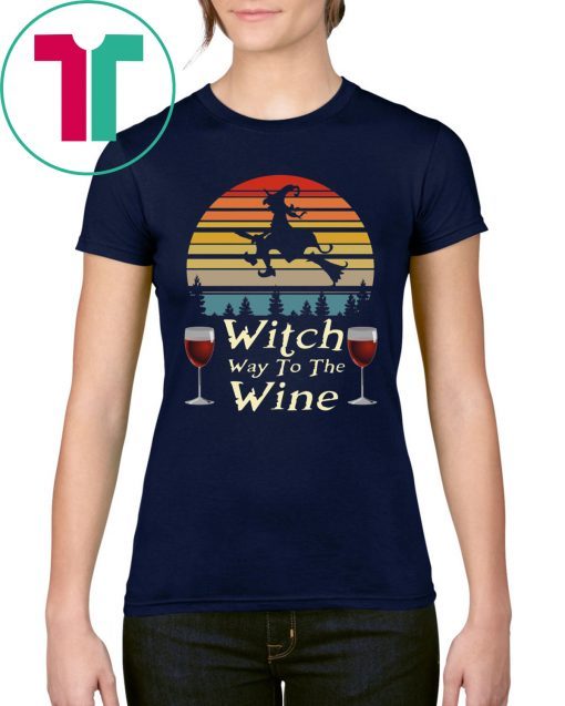 Halloween Witch Way To The Wine Vintage T-Shirt