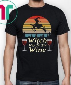 Halloween Witch Way To The Wine Vintage T-Shirt