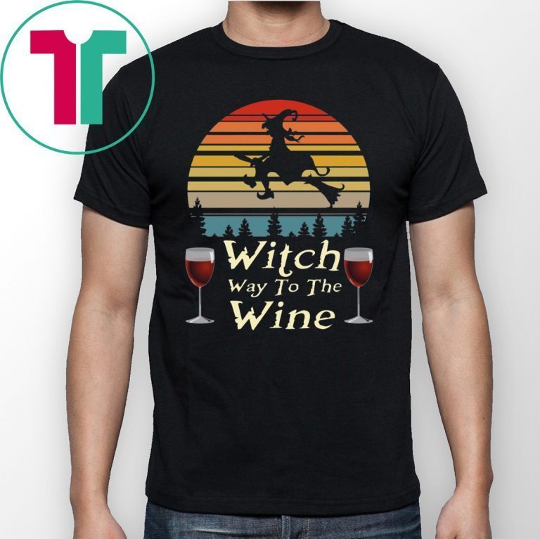 Halloween Witch Way To The Wine Vintage T-Shirt