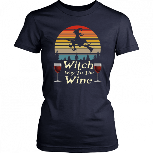 Vintage Witch Way To The Wine Halloween Offcial T-Shirt