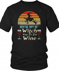 Vintage Witch Way To The Wine Halloween Offcial T-Shirt