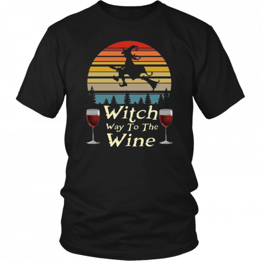 Vintage Witch Way To The Wine Halloween Offcial T-Shirt