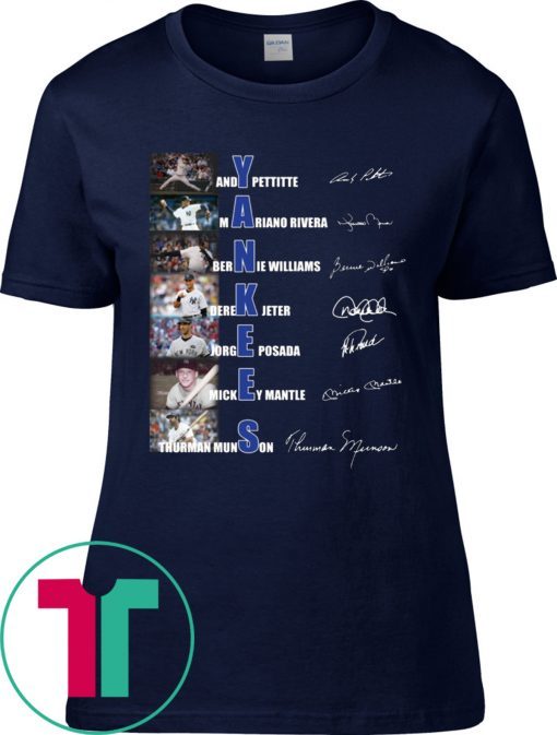 Yankees Andy Pettitte Mariano Rivera Bernie Williams Signature T-Shirt