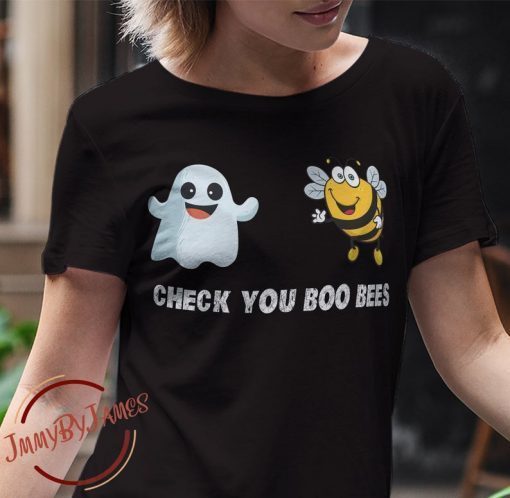 Check Your Boo Bees Breast Cancer Awareness T-shirt Fall Halloween Costume Tee Shirt Happy Boobee Boo