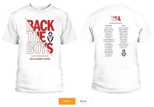 Back the Boys 2019 USA Rugby Players Squad Tee Shirts