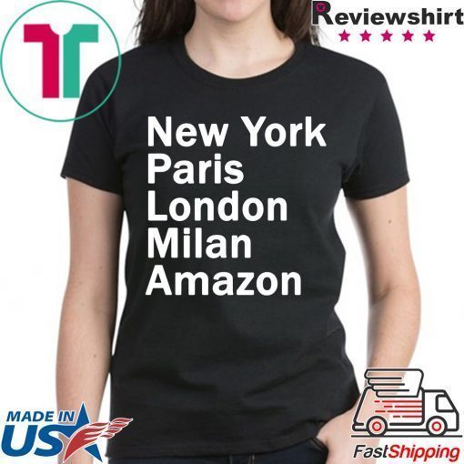 HEIDI KLUM - NEW YORK PARIS LONDON MILAN AMAZON BLACK T-SHIRTS