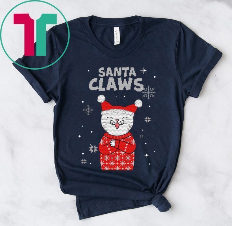 Santa Claws Cute Cat Ugly Christmas Tee Shirt