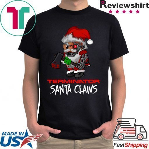 Terminator Santa Claws Merry Christmas Tee Shirt