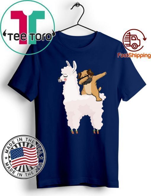 Pug Dabbing Rides Llama Ugly Christmas Tee Shirt