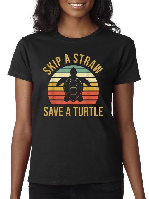 Offcial Vintage Save Turtles Shirt Skip a Straw Save a Turtle Gift T-Shirt