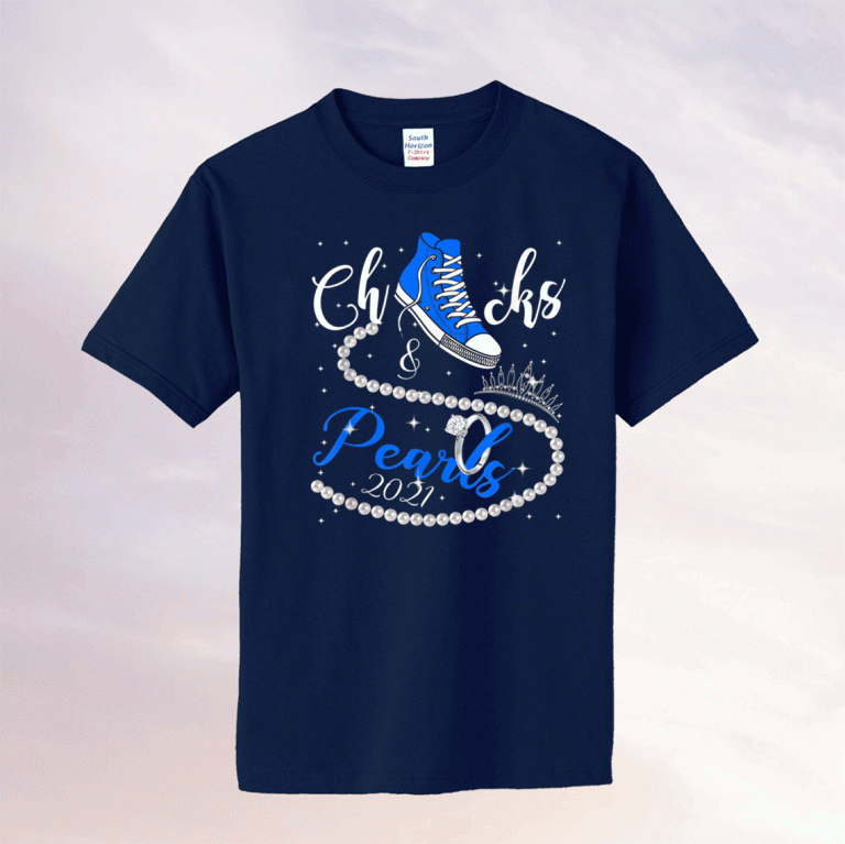 Chucks and Pearls 2021 HBCU Black Girl Magic Blue Tee Shirt