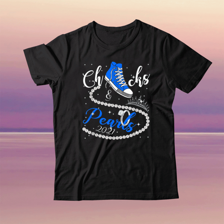 Chucks and Pearls 2021 HBCU Black Girl Magic Blue Tee Shirt