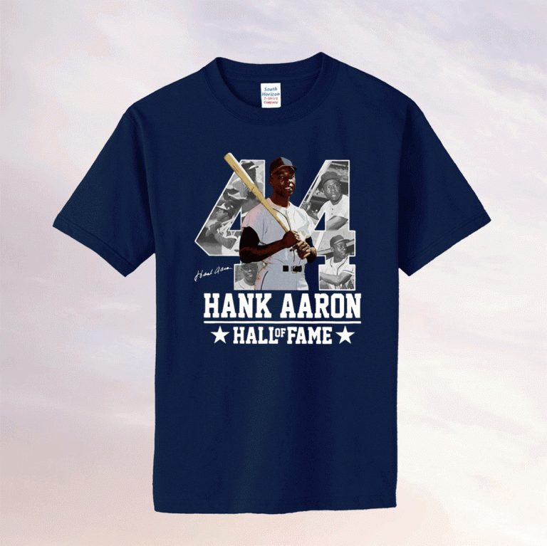 Hank Aaron 44 HOF Milwaukee-Atlanta Baseball Jersey Hammer Aaron Tee Shirt