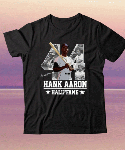 Hank Aaron 44 HOF Milwaukee-Atlanta Baseball Jersey Hammer Aaron Tee Shirt