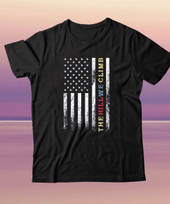 The Hill We Climb Distressed American Flag Tee Shirt