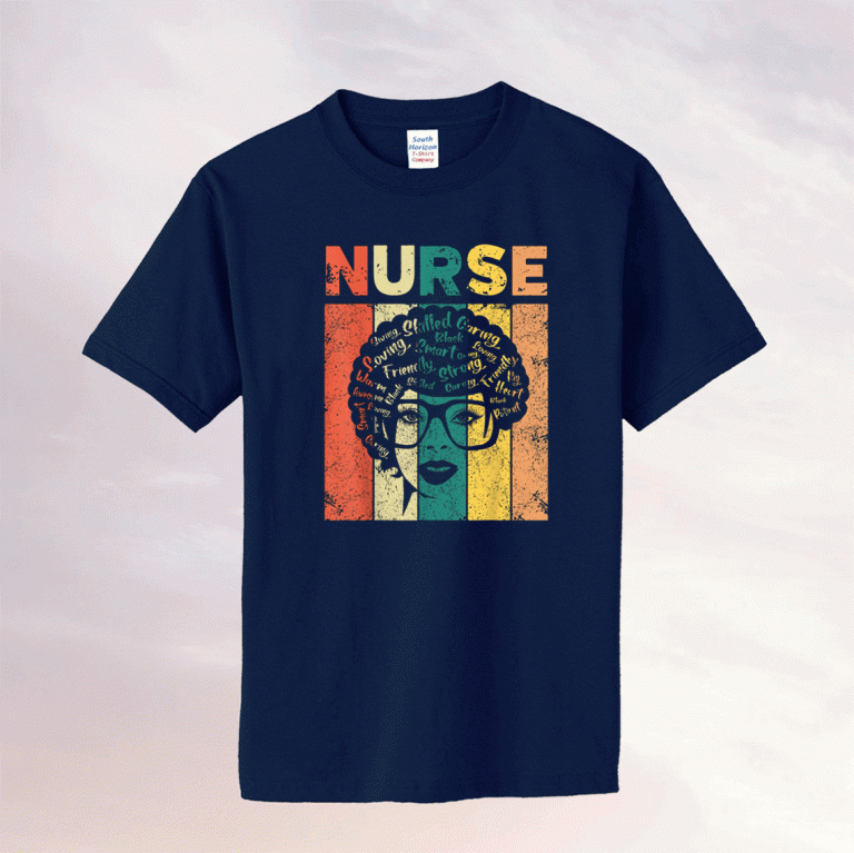 Black Woman Nurse Afro Retro Black History Month Tee Shirt