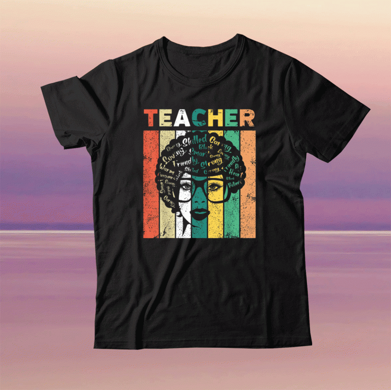 Black Woman Teacher Afro Retro Black History Month 2021 T-Shirt