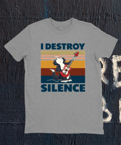 Cat guitar I destroy silence tee shirt