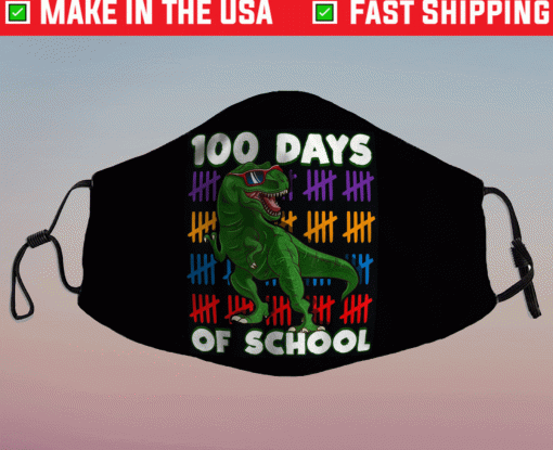 100 Days Of School 100th Day Dino Gift Face Masks