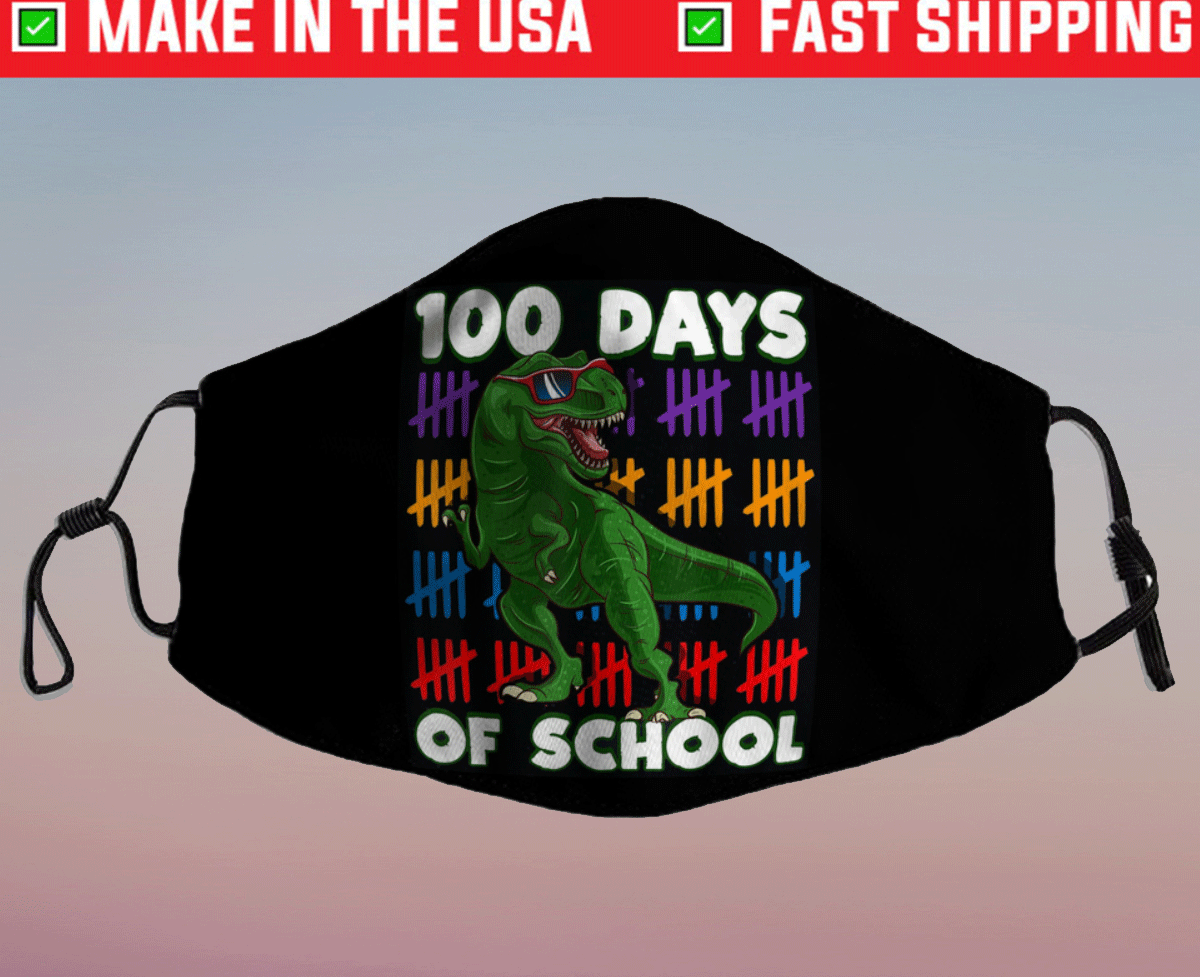 100 Days Of School 100th Day Dino Gift Face Masks