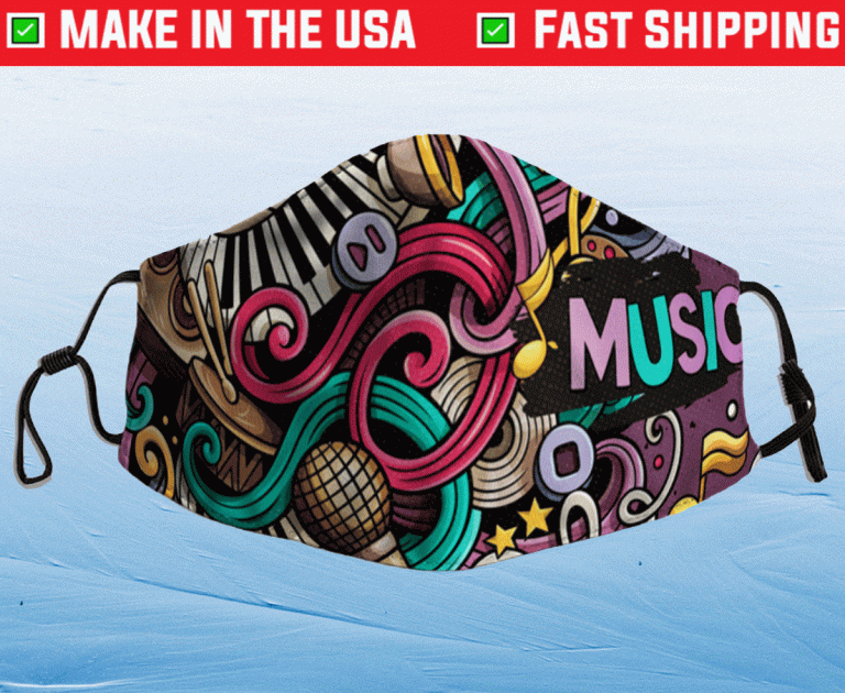 Abstract Cartoon Music Doodles 2021 Face Mask